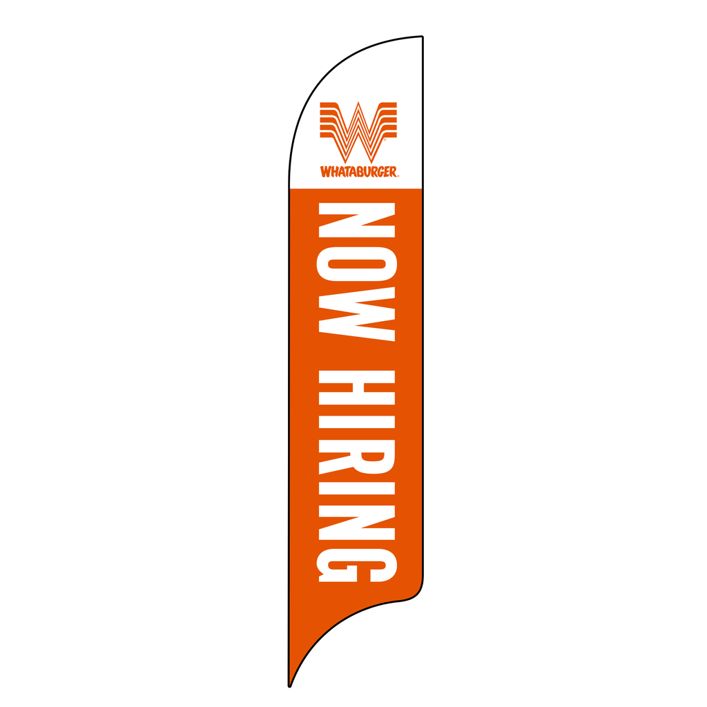 15' Whataburger Orange Now Hiring AdverSail Flag