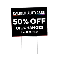 18X24 Caliber Auto Care 50% Off Oil Changes Bandit Sign