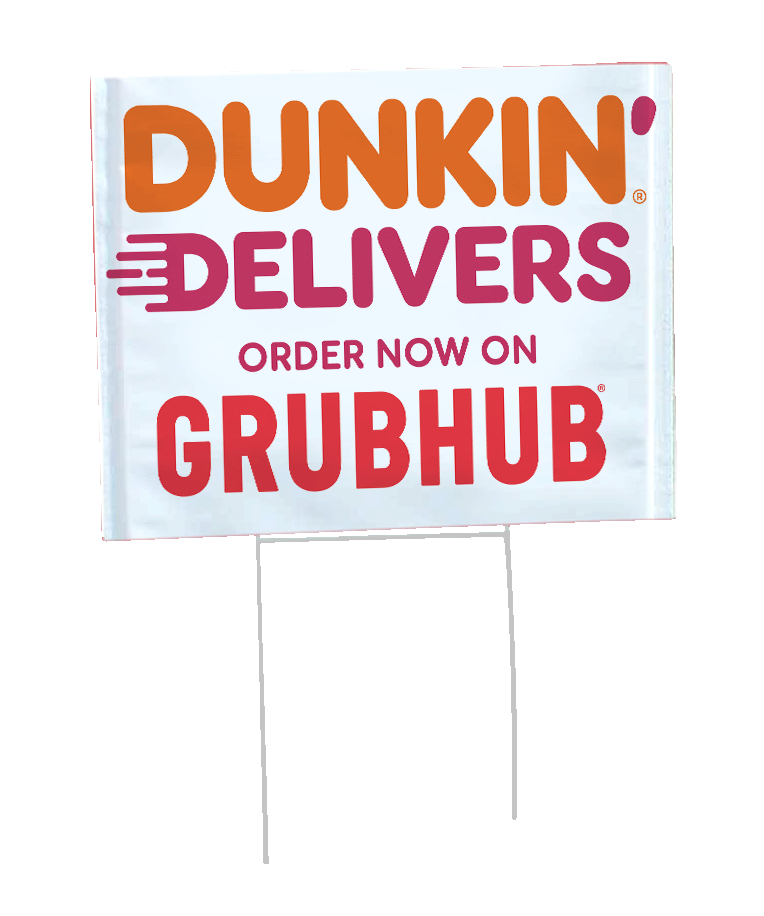 Dunkin' Donuts 18" X 24" Double Side Bandit Sign - Delivers Grubhub