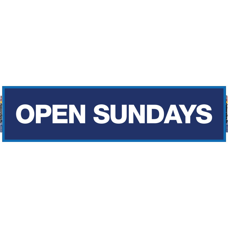 2' x 8' FullSpeed Automotive Open Sundays Mesh Bay Banner - BLUE