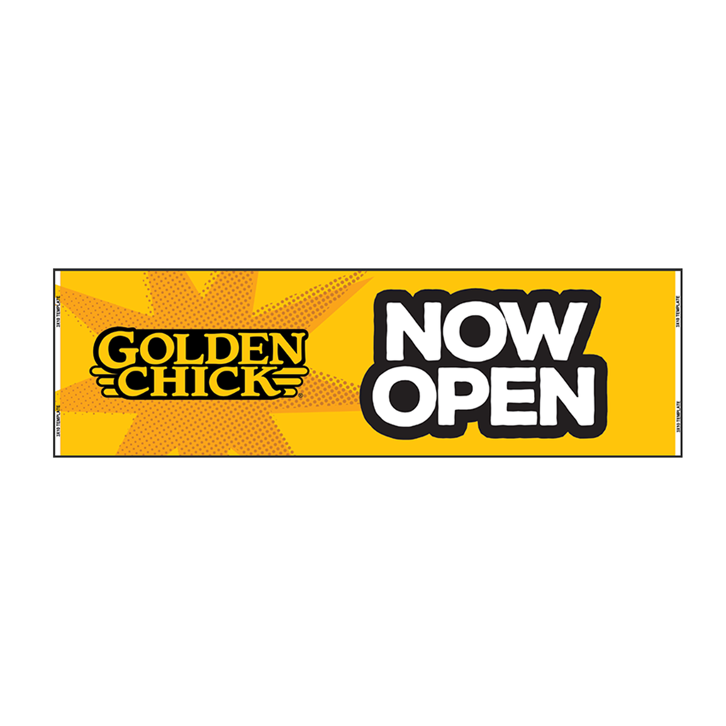 Golden Chick 3'x10' Vinyl Banner - Now Open