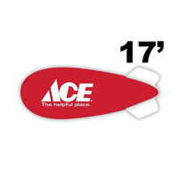 17' Ace Hardware Logo Red with White Fins Helium Blimp (takes 460 cubic feet of helium)