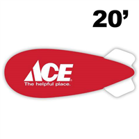 20' Ace Hardware Logo Red with White Fins Helium Blimp