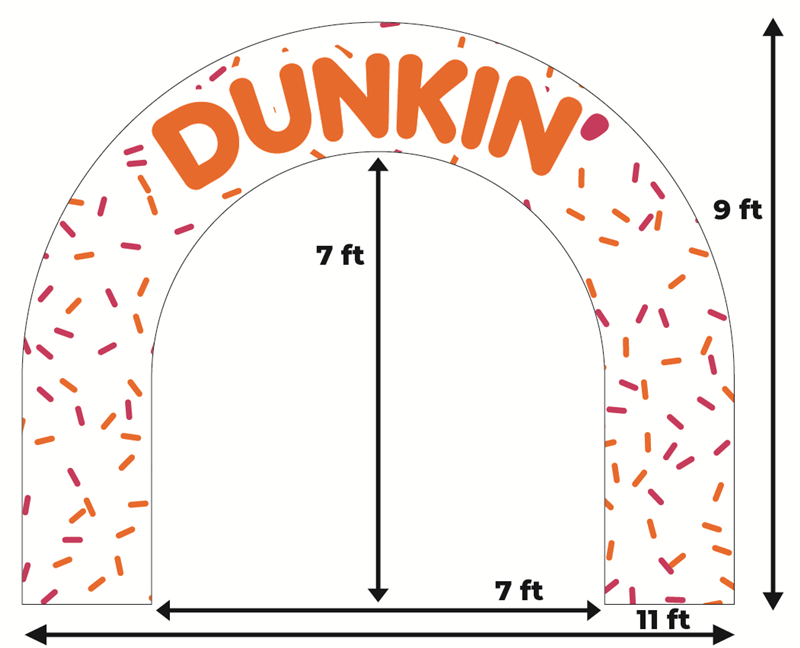 9' X 11' Dunkin' Donuts Logo Sprinkles Arch Inflatable (includes internal blower & stake kit)