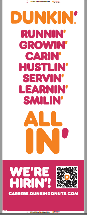 Dunkin 31.5" X 80" Retractable Banner - Recruitment