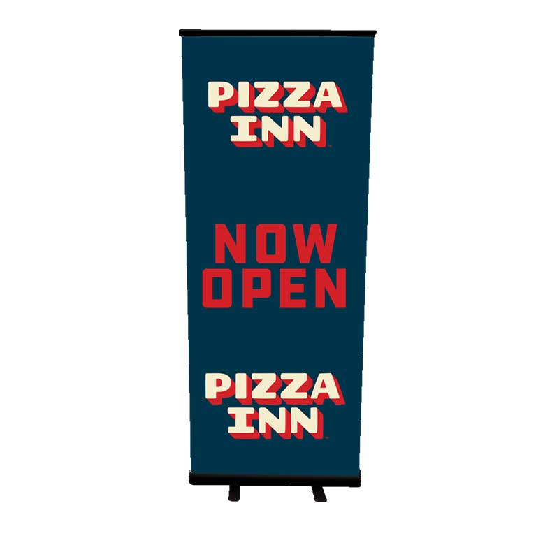 Pizza Inn Logo Now Open- Blue Retractable Banner