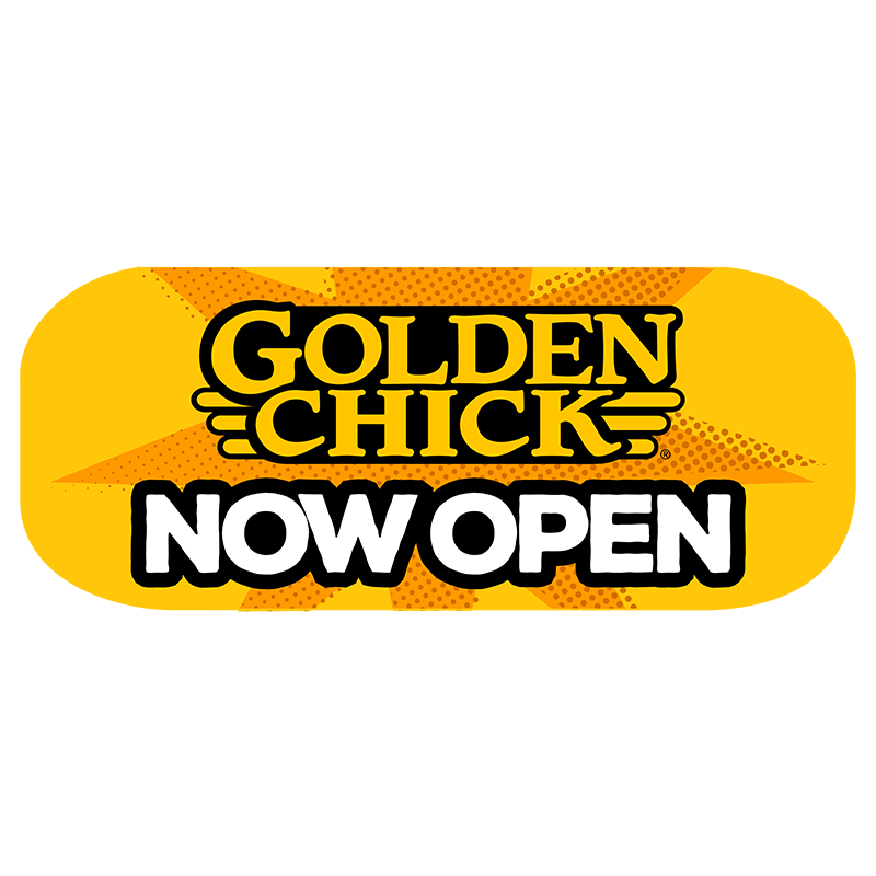3' x 6' Golden Chick Yellow Now Open Shaker Sign