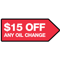 FullSpeed Automotive 46x18 Double Sided $15 Off Any Oil Change Spinner Sign - RED