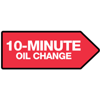 FullSpeed Automotive 46x18 Double Sided 10-Minute Oil Change Spinner Sign - RED