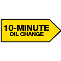 FullSpeed Automotive 46x18 Double Sided 10-Minute Oil Change Spinner Sign - YELLOW