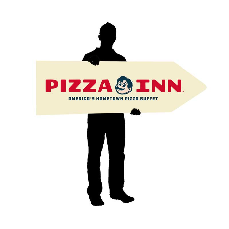 55" X 17" Pizza Inn Logo Cream Arrow Spinner Sign