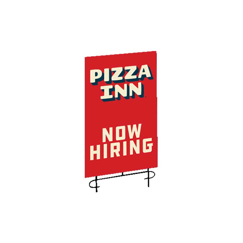 22" x 35" Pizza Inn Logo Now Hiring Red Super Bandit Sign