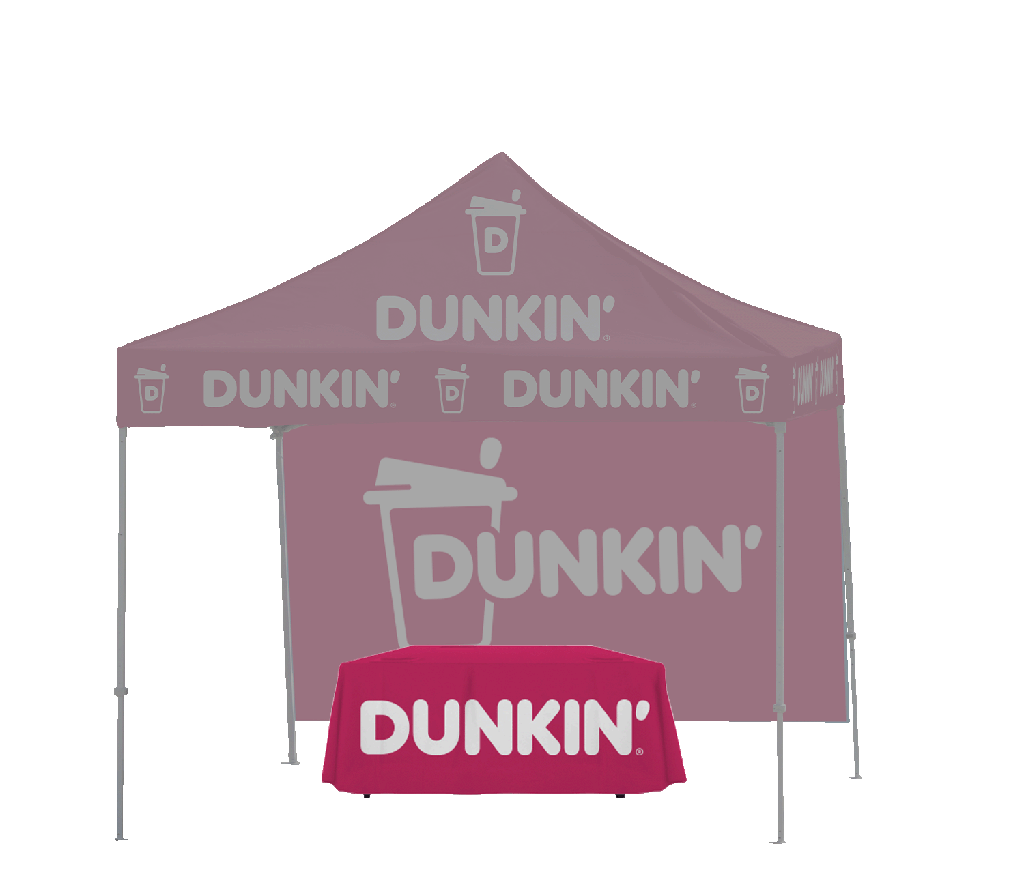 Dunkin 6' Drape Tablecloth - Pink & White Logo