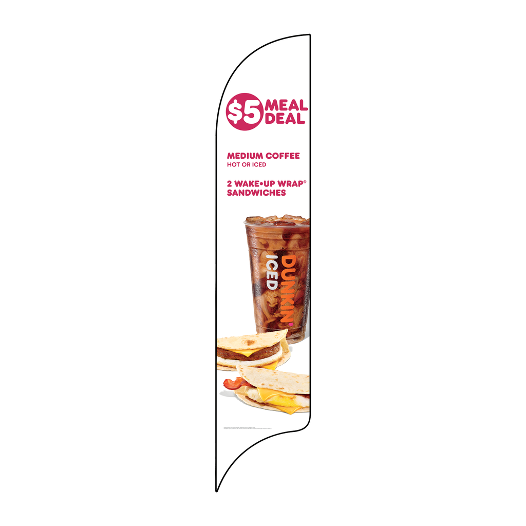 15' Dunkin' Donuts White $5 Meal Deal Medium Coffee Hot or Iced 2 Wake-Up Wrap Sandwiches AdverSail Flag