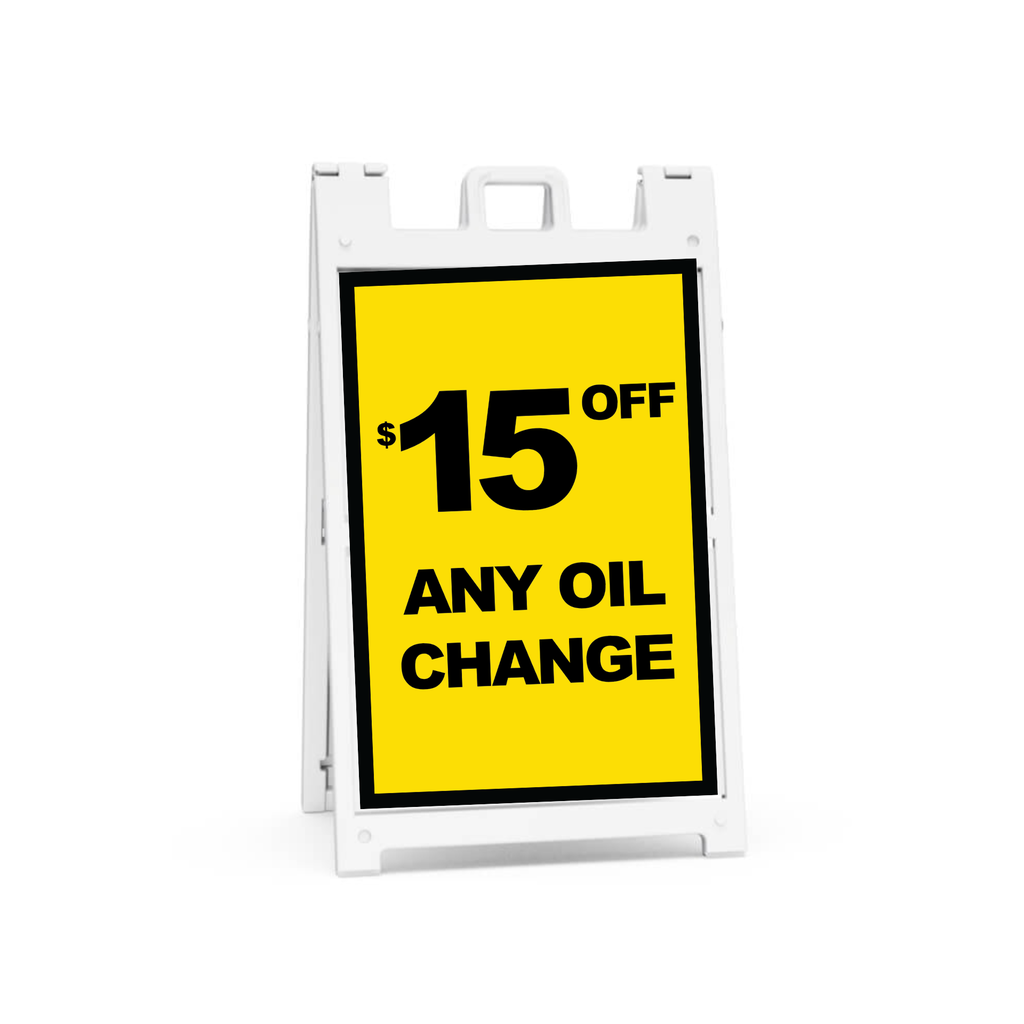 24" x 36" FullSpeed Yellow $15 Off Any Oil Change Coroplast A-frame Insert Only