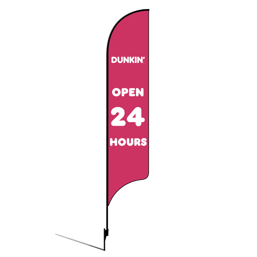 15' Dunkin' Donuts Pink Open 24 Hours AdverSail Flag Kit