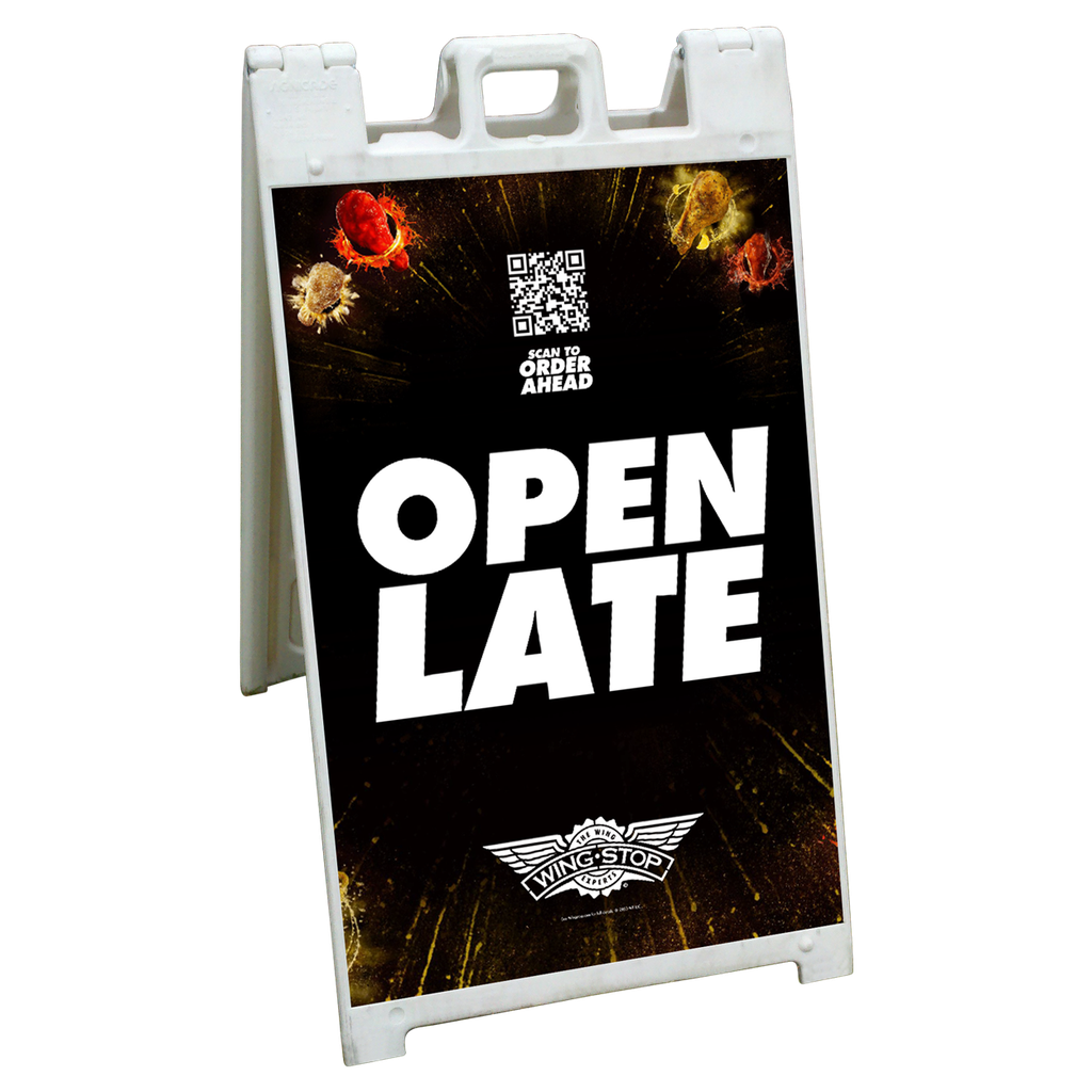 24"x36" Wingstop Open Late Coroplast A-frame Insert Only (2023 art)
