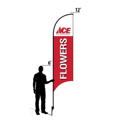12' Ace Hardware Red Flowers AdverSail Flag