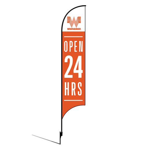 [None] 15' Whataburger Open 24 Hours orange AdverSail Flag Kit