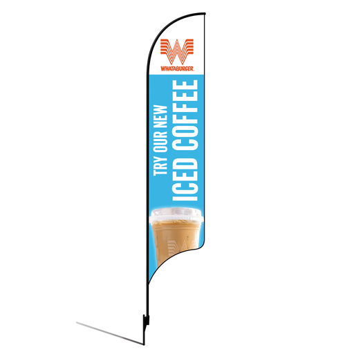 [None] 15' Whataburger Try our New Iced Coffee blue AdverSail Flag Kit